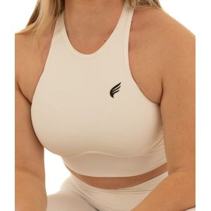 Dames Sportbeha – High Impact & Shockproof – Versa Bra met Ellips Rugopening & Uitneembare Pads – Ademend & Stevig – HIIT, Fitness, Hardlopen – DM Training (wit)