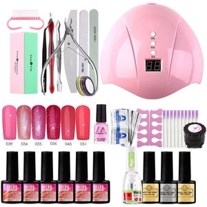 NAXSIR Professionele Nagellak Set - 6 Kleuren Nagellak + UV-Lamp - Complete Thuis Manicure Set