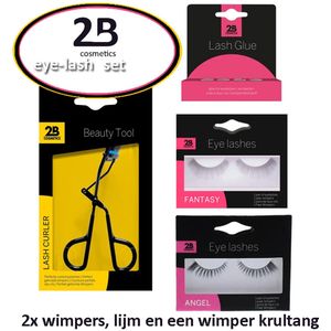 Set: 2B cosmetic- 2x Eyelash -Angel en Fantasy-, Wimper lijm en een Wimper krultang