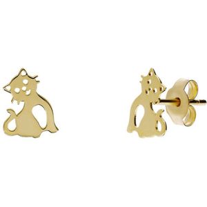 Lucardi Kinder 14 karaat gouden oorbel kat - Oorbellen - 14 Karaat Goud - Goud