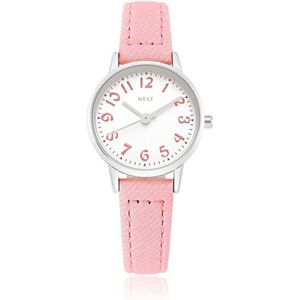 West Watch - model Rose - analoog kinder/ tiener horloge - Ø 23 mm - roze/zilver