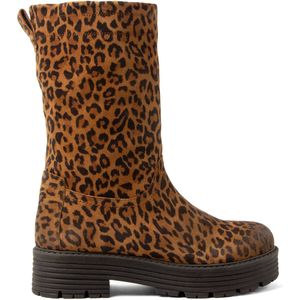 Lazamani - Jacky Dames Boots Suede Tan/Leo - Maat 37
