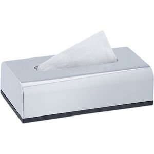 Relaxdays tissue box zilver - rechthoekige tissuedoos - moderne tissuehouder - toilet