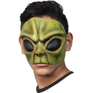 Partychimp Green Alien Half Masker Halloween Masker voor bij Halloween Kostuum Volwassenen - Latex - One Size