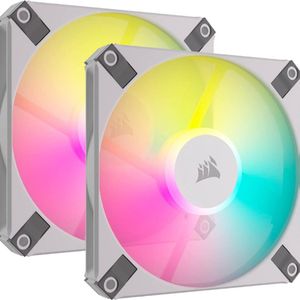120mm PWM Fluid Dynamic Bearing Fan Kit - Dun Profiel Voor Kleine Kasten - Geluidsarm - Tot 2000 RPM - 8 Adresseerbare RGB LED's - Dual Pack Met Lighting - Wit