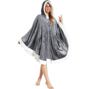 Dekenhoodie voor dames - Knusse sherpa poncho in HOUTSKOOL kleur, one size