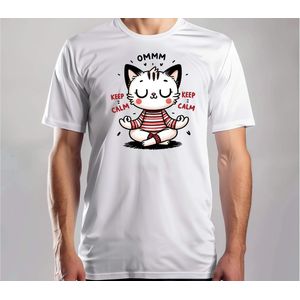 Omm Keep Calm - T Shirt - MerryChristmas - ChristmasVibes - Funny - Sarcasm - VrolijkKerstfeest - Kerstmis - Grappig - Sarcasme - Kat - Cat