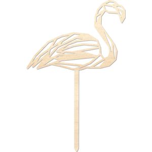 Houten caketopper / taarttopper - Flamingo - Taart / Cake topper op bestelling gemaakt