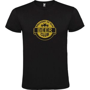 Zwart  T shirt met  "" Member of the Beer club ""print Goud size M
