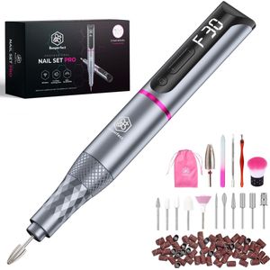 Beeperfect - Draadloze Elektrische Nagelvijl Pro Edition - Nagelfrees - Oplaadbaar - 11 Bitjes en 60 Schuurrolletjes - 30.000RPM