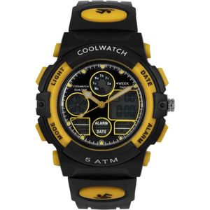 Coolwatch horloge CW.387 analoog/digitaal zwart -geel