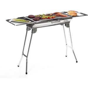 Opvouwbare Campinggrill Draagbare Barbecue Roestvrij Staal Multifunctioneel Maaltijdplateau Muggenafstotende Lamp Grijs