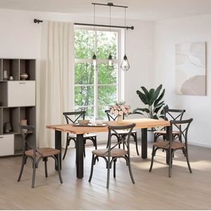 vidaXL Eettafel - Eettafels - Eetkamertafel - Keukentafel - Eettafel met natuurlijke rand 220x100x74 cm massief eikenhout