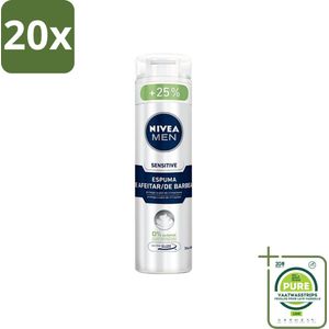 20 x Nivea - Men - Sensitive Shaving Foam - Beschermt Tegen Irritaties - 250 ml - Grootverpakking - Scheerschuim - Gevoelige Huid - Scheerbeurt - Irritaties - Aloe Vera
