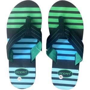 Slippers heren Gestreept - 44 - blauw/groen