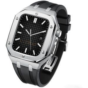 Luxe Apple Watch zilver Case - zwart 44mm