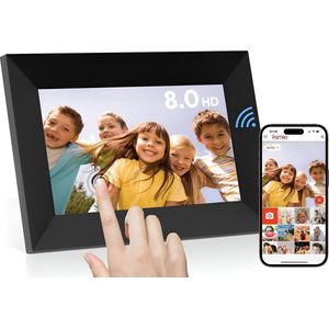 Digitale fotolijst met WiFi en Frameo App - 8 inch IPS Display - Fotokader met Touchscreen - 32GB - Zwart - Frameo digitale fotolijst - digitale fotokader - digitaal fotolijstje