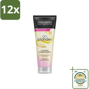 John Frieda – Conditioner – Sheer Blonde – Kleurverhelderend – 250 ml - Voordeelverpakking - 12 stuks - Zachte blonde kleur - Zonnige blonde kleur