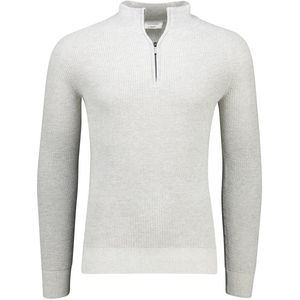 Gentiluomo - Half Zip Trui - Lichtgrijs - Katoen