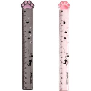 Cat Paw Shape Mini Cat Claw Ruler 6 Inch - Set of 2 for Children Students and Office Use