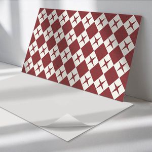 Wallfluent Vinyl Wandpaneel - Ruitpatroon met sterren Wandpaneel PVC - 100 cm x 50 cm - Claret Vinyl Wandpaneel - Set van 1 - Rechthoekig Wandbekleding Vinyl - Patroon Wandpaneel - Zelfklevend Wandpaneel - Wandpaneel Keuken en Badkamer