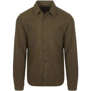 Knowledge Cotton Apparel - Flannel Shirt - Olijfgroen - Heren - Overhemden Casual