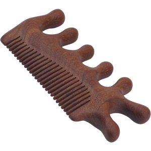Scalp Massage Combs - Antistatic Wood Scraping Comb - Sandalwood Gua Sha Massager - 2-in-1 Wide and Fine Dental Design voor Haarverzorging en Massage Gift