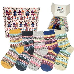 Tutti Footi - Warme Winter Sokken met Wol - Set Elvira - maat 34-37 - Huissokken voor dames/meisjes - Noorse Stijl