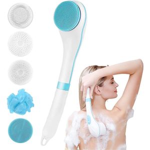 Elektrische Lichaamsborstel voor Douche met Lange Steel en 4 Reinigingskoppen