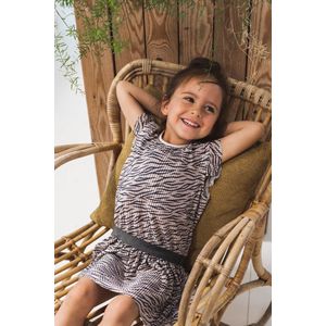 Kok Noko - Jurk - Champange - Zebraprint - plissé stof - Maat - 98