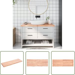 The Living Store Wastafelblad 120x40x(2-4) cm behandeld massief hout lichtbruin - Wastafelblad - Eikenhouten Wastafelblad - Keukenblad - Badkamer Meubilair - Wasbakblad