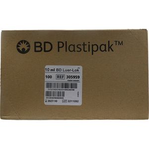 Voordeelverpakking 2 X BD Plastipak luer-lock injectiespuit 10ml, 100st (300912)
