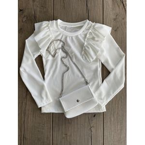 Longsleeve lange mouw met tasje off-white maat 104 (Kinderkleding)