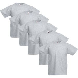5 Fruit of the Loom Kinder t-shirts origineel grijs maat 104