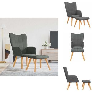 vidaXL Relaxstoel Met Voetenbank - Relaxstoelen Met Voetenbanken - Zetel Met Voetenbankje - Zetels Met Voetenbankjes - Relaxstoel met voetenbank stof donkergrijs