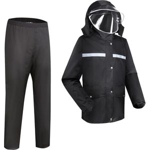 Men's Waterproof Rain Suit - XL Black - Anti-Storm Rainwear with Reflective Strip