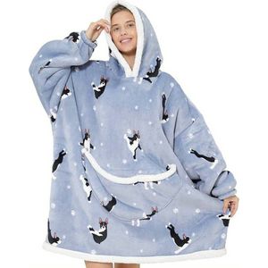 Bovista Hoodie Deken Met Mouwen - Plaid - Knuffeldeken - Onesie - Fleece Blanket - Dames - Heren - Kinderen - Extra Zacht & Warm - Schattige Hond
