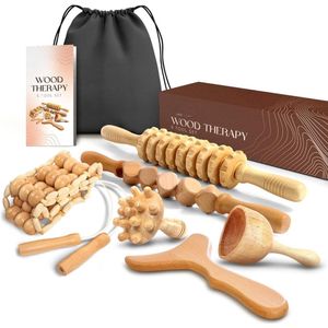 WNHB® Maderotherapie Set Hout - Massage Roller - Anti Cellulitis Massage Houttherapie