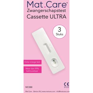 Mat Care Zwangerschapstest Cassette Ultra - vroege zwangerschapstesten - extra gevoelig - 3