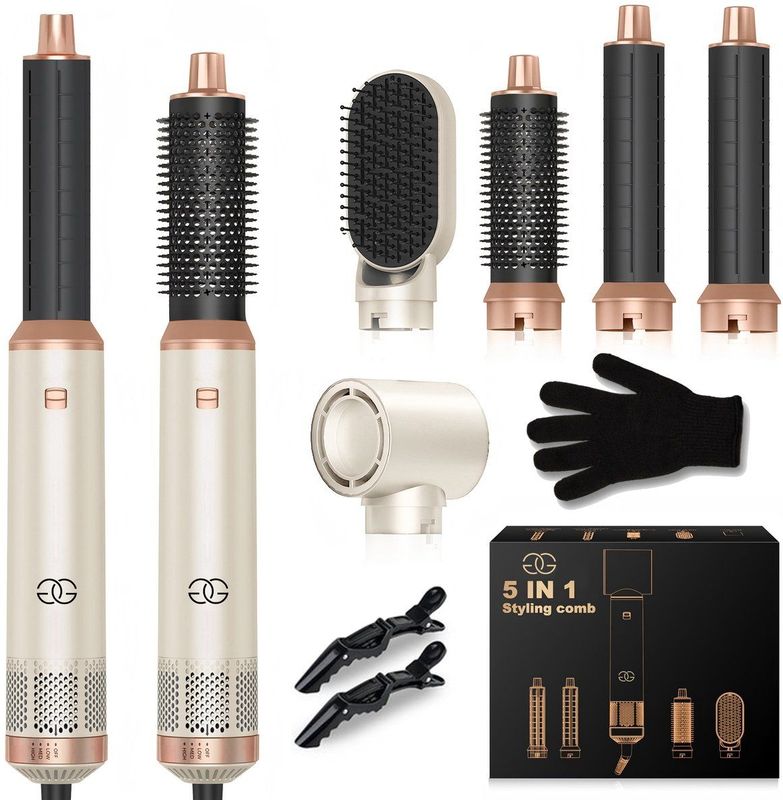 Golden Goods - Airstyler - Föhnborstel Sandstone - Krultang 5 in 1 - 1000W Haardroger Styler