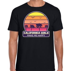 California girls zomer t-shirt / shirt California girls make me happy zwart voor heren XXL