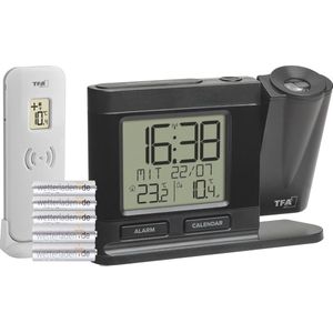 Draadloze projectiewekker met buitensensor - Digitale klok met 270° projectie, dimbare display en alarm