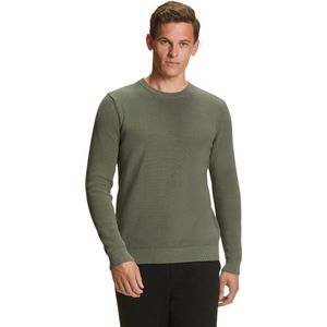 FALKE Basic Crew Neck Cotton Structure elegante klassieker katoen trui heren groen - maat L