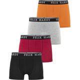 Felix Hardy - Boxershort Multipack - Onderbroek - Zwart-Rood-Lichtgrijs-Oranje - 4 Pack