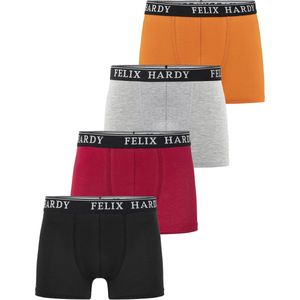 Felix Hardy - Boxershort Multipack - Onderbroek - Zwart-Rood-Lichtgrijs-Oranje - 4 Pack