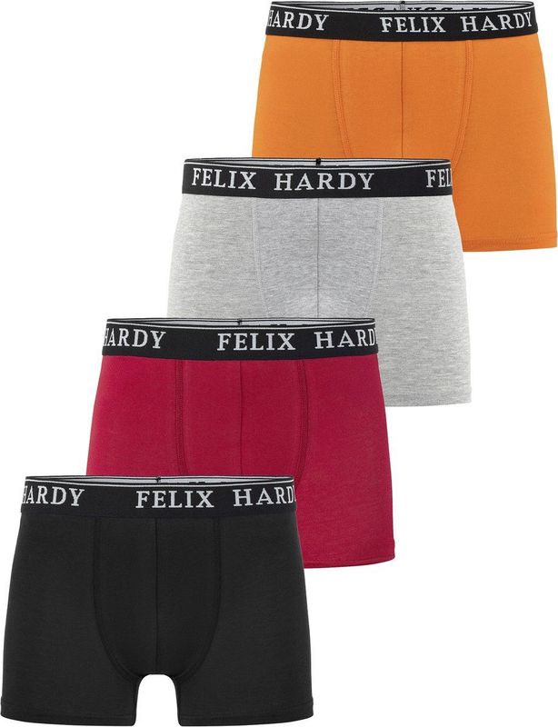 Felix Hardy - Boxershort Multipack - Onderbroek - Zwart-Rood-Lichtgrijs-Oranje - 4 Pack