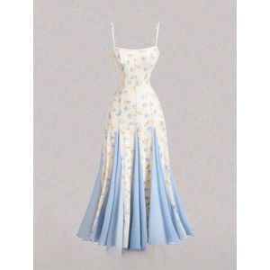 Vrouwen - Tulp Bedrukte Maxi Zonnejurk - Roze - Zomerjurk Met Grote Zoom