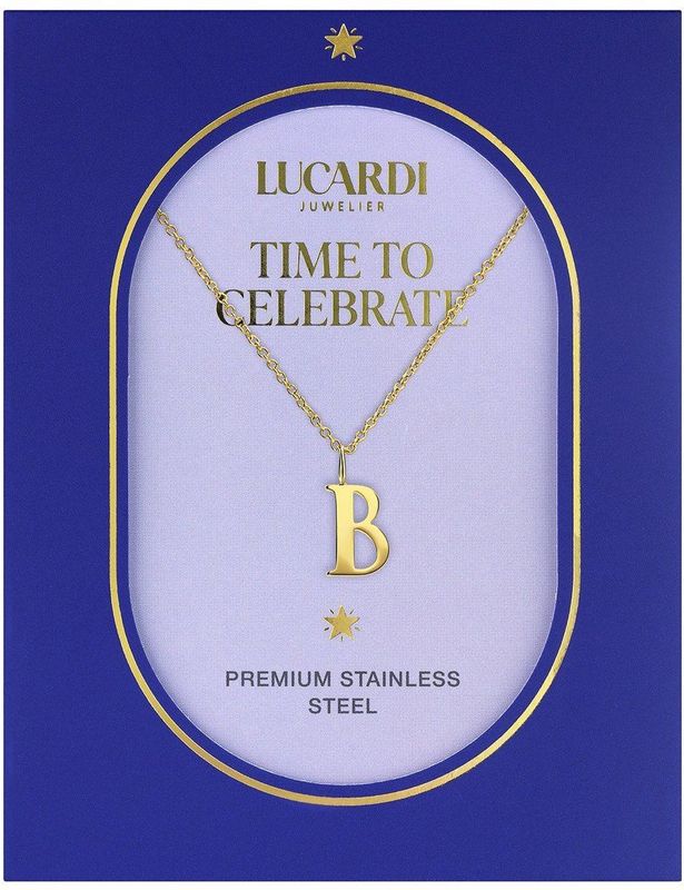 Lucardi - Dames Stalen Goldplated Ketting - Goudkleurig - 47 cm