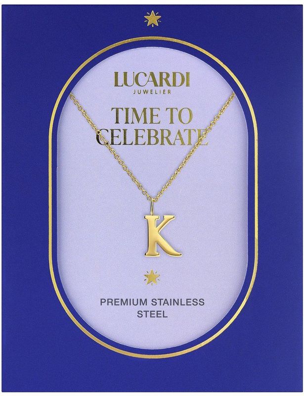 Lucardi - Dames Stalen Goldplated Ketting - Goudkleurig - 47 cm