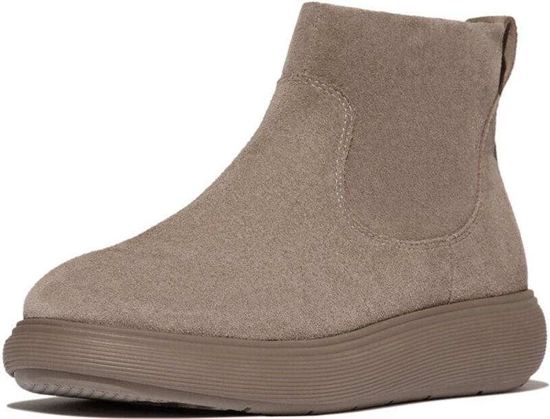 FitFlop - IQ-Comff Suede Zip Ankle Boots - Taupe - Enkellaars